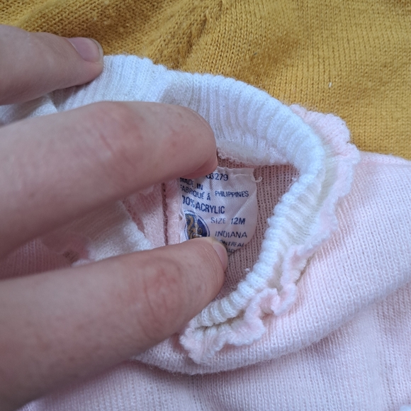 Bundle of Vintage Baby Sweaters - Pink Baby Sweater - Hand Knit BabY Clothes - Picture 4 of 5